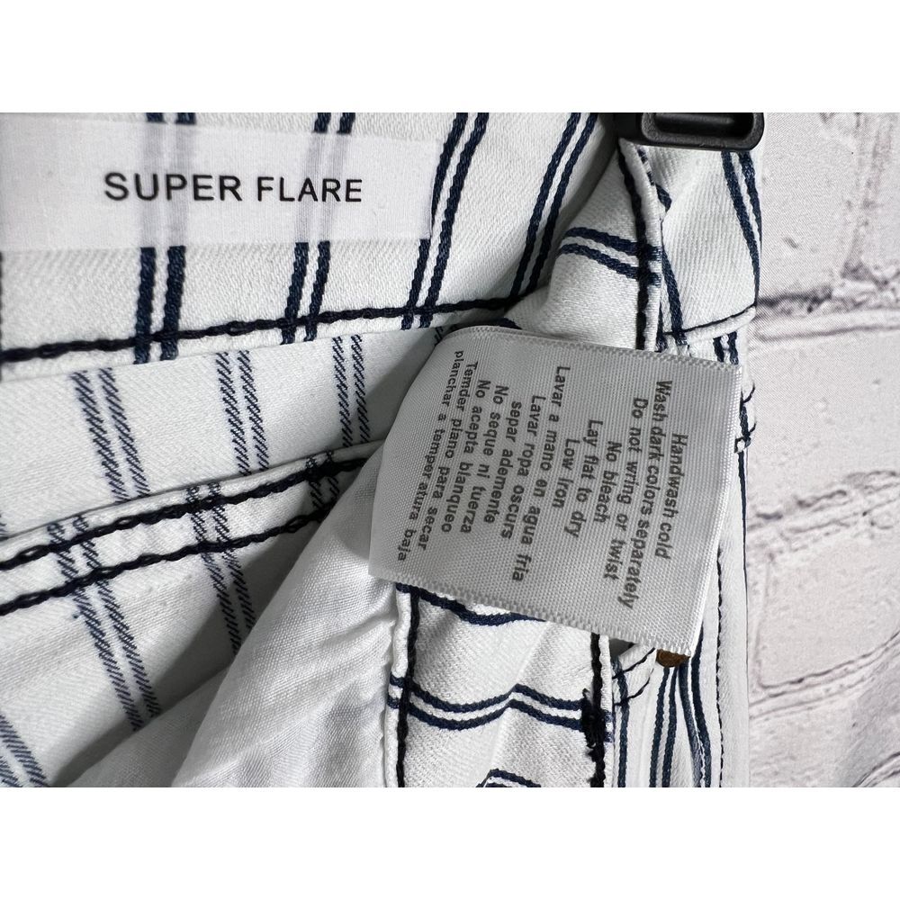 Judy Blue Rowan Super Flare Jeans Size 5/27 White Blue Striped High Rise Raw Hem - Picture 9 of 9